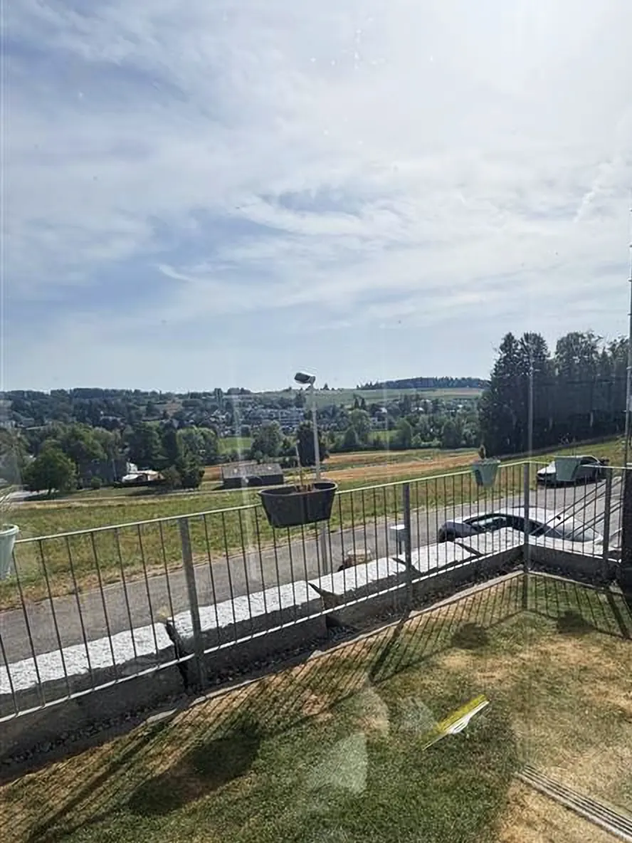 Sauberes Fenster mit klarer Sicht auf die Luzerner Landschaft